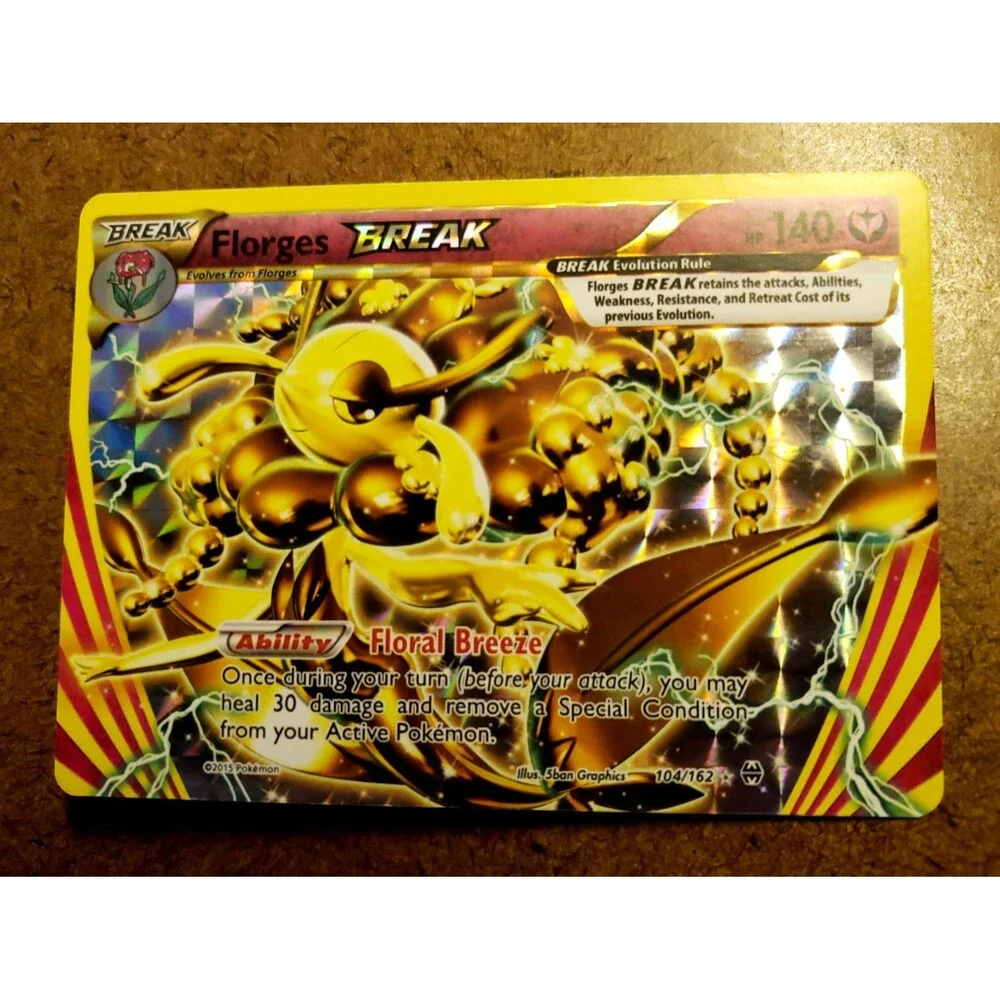 TCG POKEMON BREAK FLORGES Holo XY BREAKthrough BKT Reverse Holo RARE 104/162 MT!